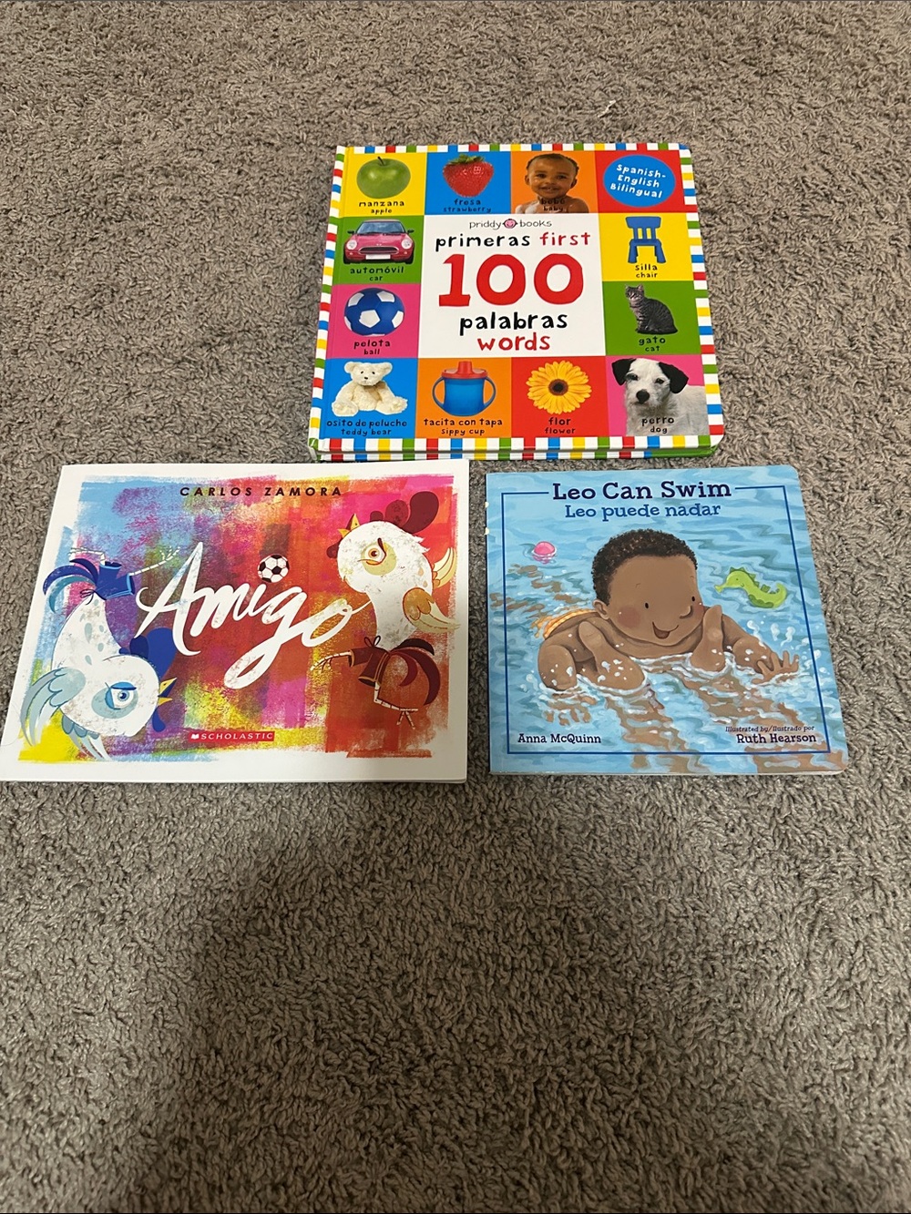 3 bilingual English and Spanish baby/toddler books